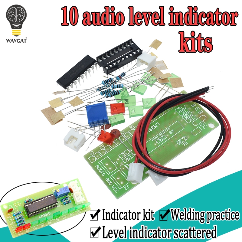 Diy Audio Electronics Kit - LM3915 DC 9V-12V 10 LED dźwięk